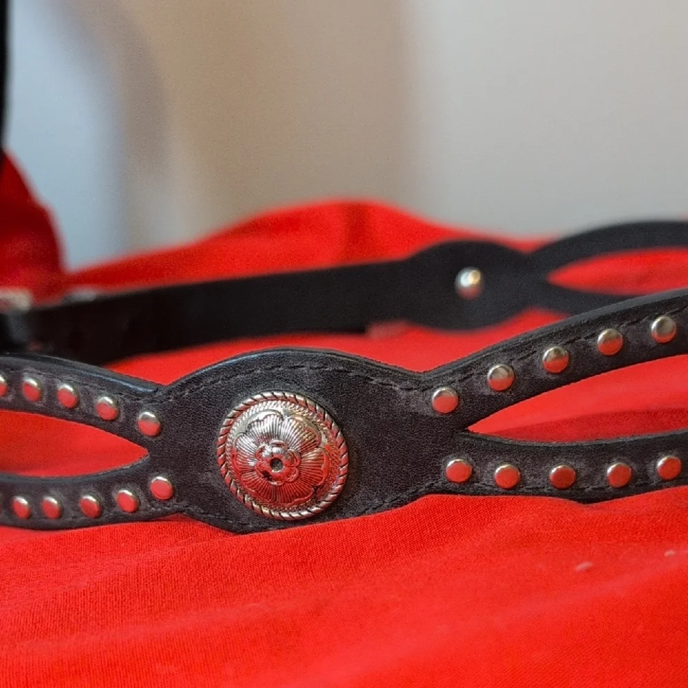 Black Leather Belt with Silver Buckle